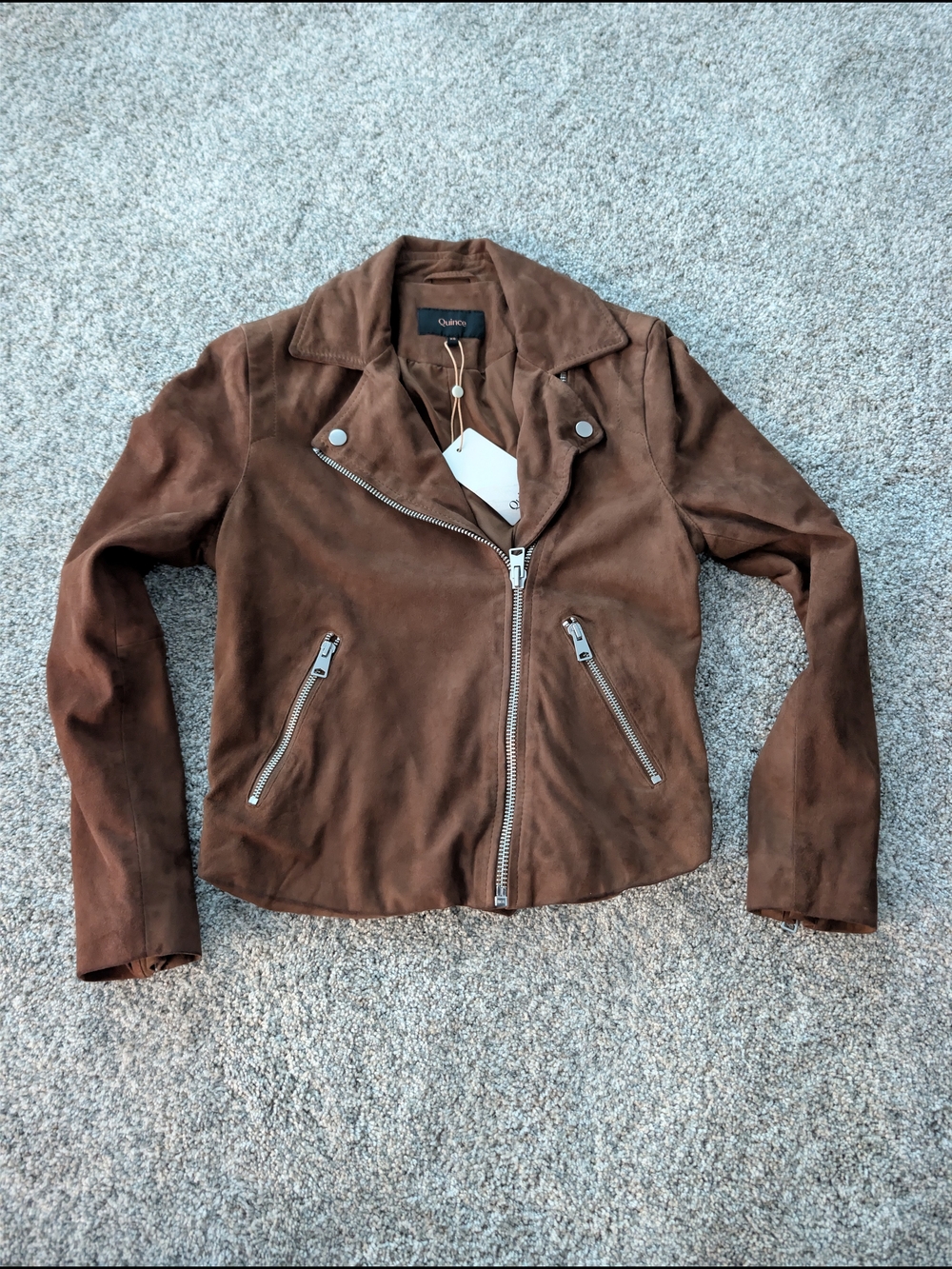 Quince NWT Brown  GENUINE Suede Moto Jacket Asymmetrical Zip XS